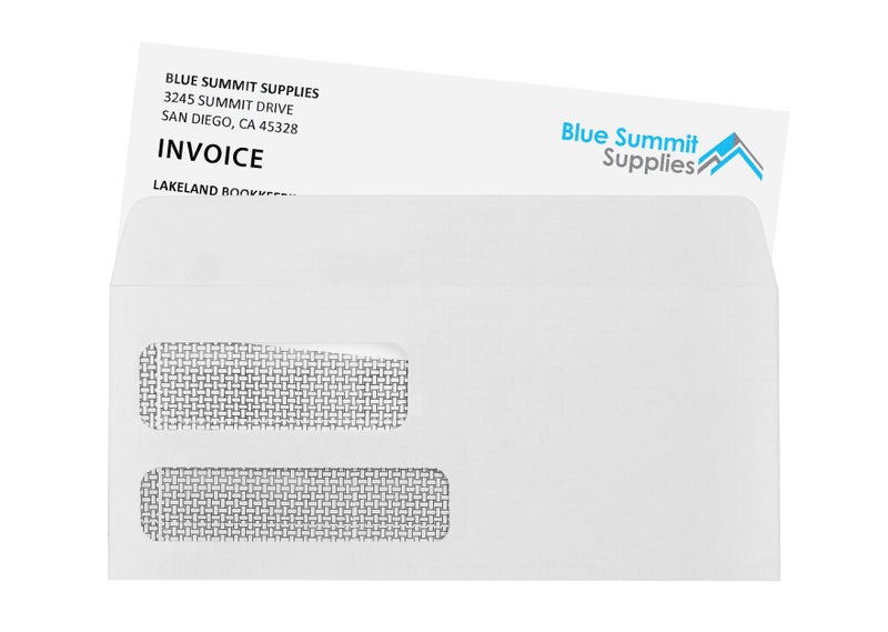 Blue Summit Supplies 500 No. 9 Flip and Seal Double Window Security Envelopes - Designed for Quickbooks Invoices and Business Statements with Self Seal Flip Press and Seal Flap -Number 9 Size 3 7/8 Inch X 8 7/8 Inch - Image 2